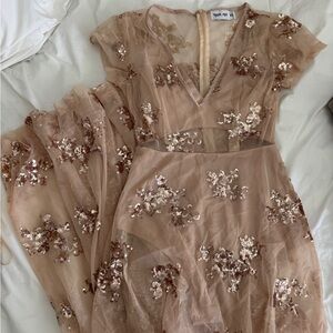 Tiger Mist Tan Sequin Maxi Dress XS